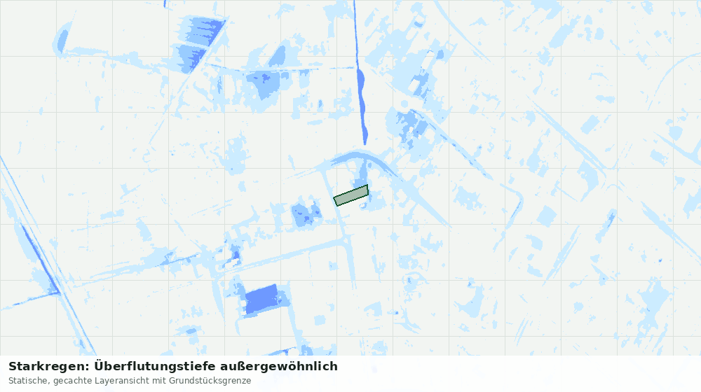 Statische Kartenansicht: Starkregen: Überflutungstiefe außergewöhnlich