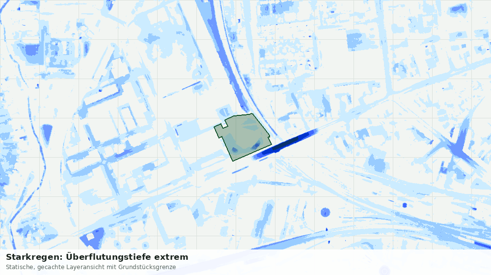Statische Kartenansicht: Starkregen: Überflutungstiefe extrem