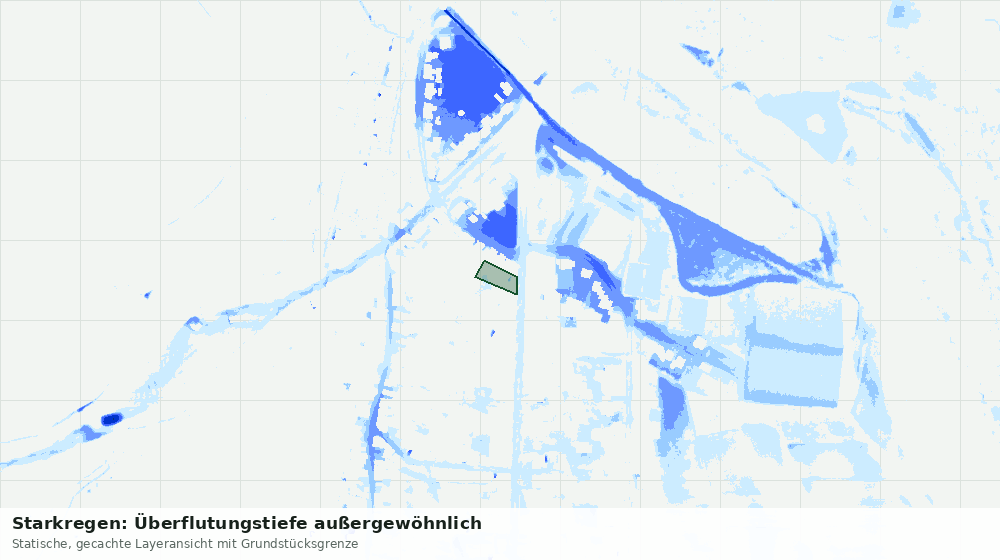 Statische Kartenansicht: Starkregen: Überflutungstiefe außergewöhnlich