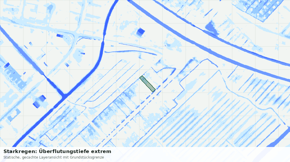 Statische Kartenansicht: Starkregen: Überflutungstiefe extrem