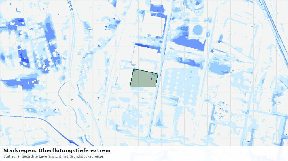 Statische Kartenansicht: Starkregen: Überflutungstiefe extrem