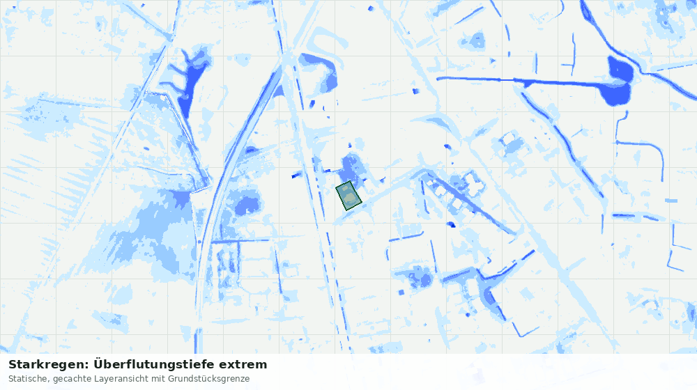 Statische Kartenansicht: Starkregen: Überflutungstiefe extrem