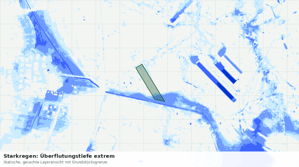Statische Kartenansicht: Starkregen: Überflutungstiefe extrem
