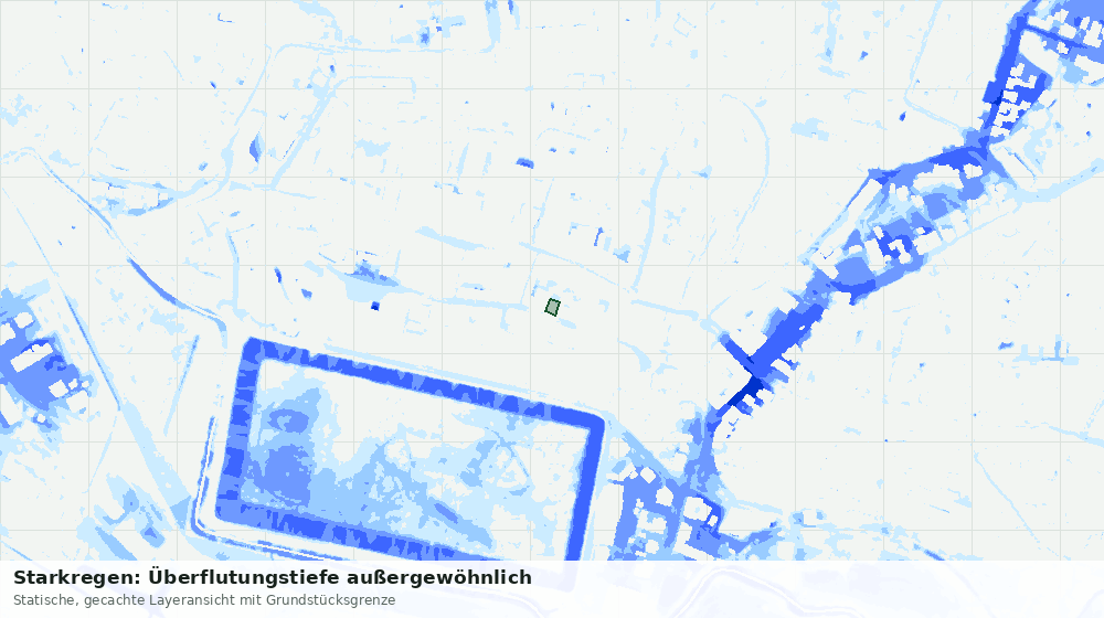 Statische Kartenansicht: Starkregen: Überflutungstiefe außergewöhnlich