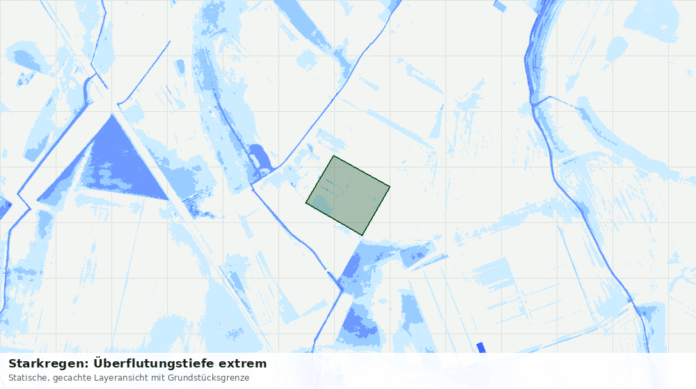 Statische Kartenansicht: Starkregen: Überflutungstiefe extrem