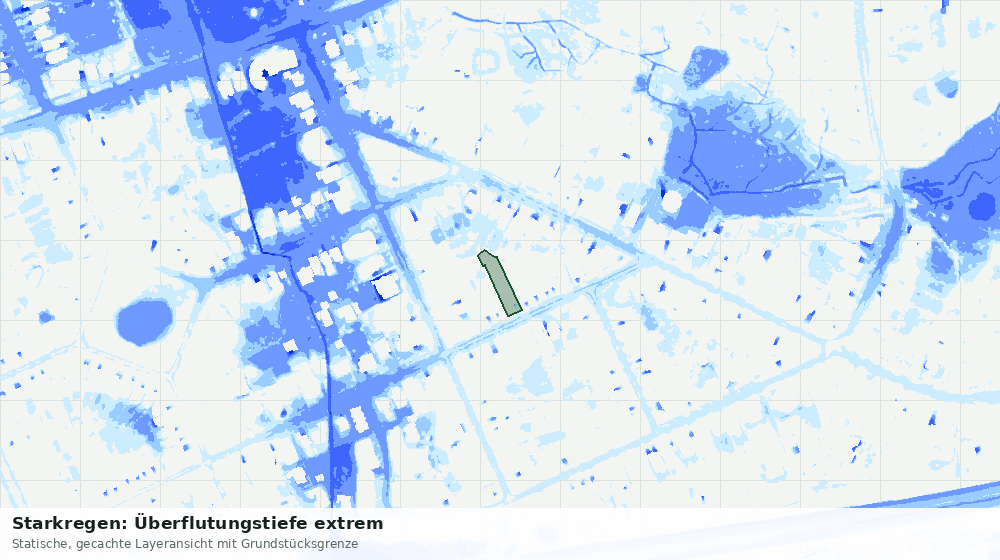 Statische Kartenansicht: Starkregen: Überflutungstiefe extrem