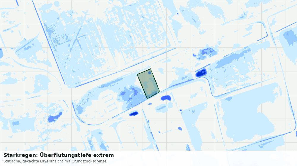 Statische Kartenansicht: Starkregen: Überflutungstiefe extrem