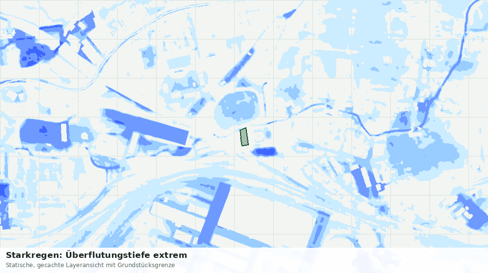 Statische Kartenansicht: Starkregen: Überflutungstiefe extrem