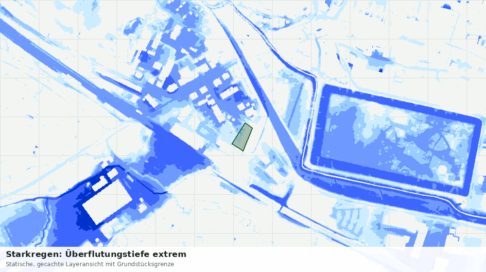 Statische Kartenansicht: Starkregen: Überflutungstiefe extrem