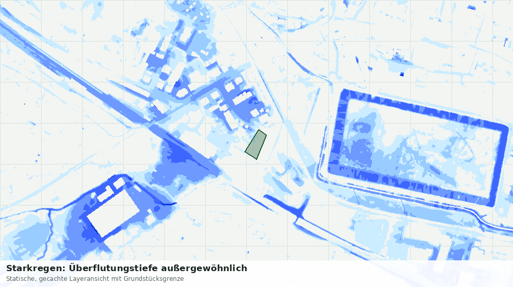 Statische Kartenansicht: Starkregen: Überflutungstiefe außergewöhnlich