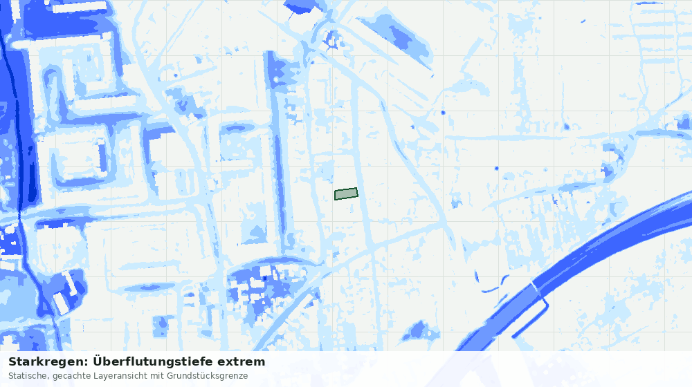 Statische Kartenansicht: Starkregen: Überflutungstiefe extrem
