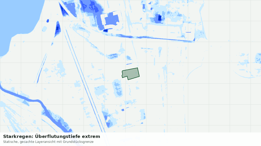 Statische Kartenansicht: Starkregen: Überflutungstiefe extrem