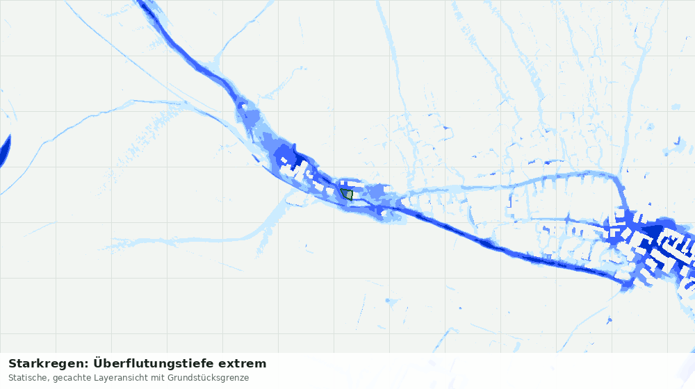 Statische Kartenansicht: Starkregen: Überflutungstiefe extrem