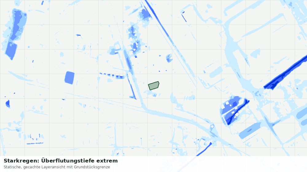 Statische Kartenansicht: Starkregen: Überflutungstiefe extrem