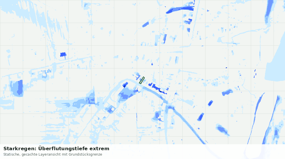 Statische Kartenansicht: Starkregen: Überflutungstiefe extrem