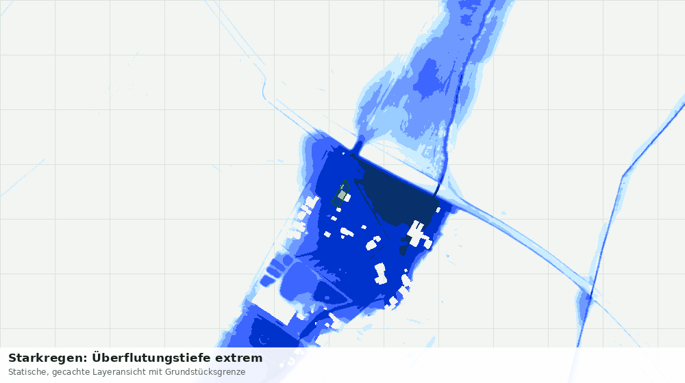Statische Kartenansicht: Starkregen: Überflutungstiefe extrem