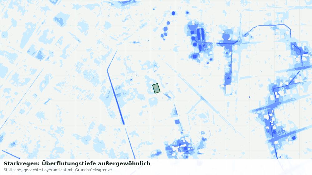Statische Kartenansicht: Starkregen: Überflutungstiefe außergewöhnlich