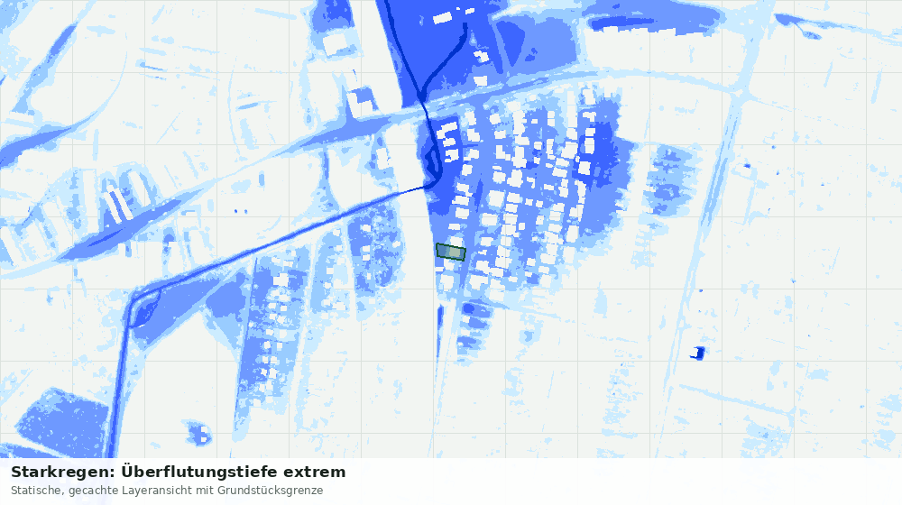 Statische Kartenansicht: Starkregen: Überflutungstiefe extrem