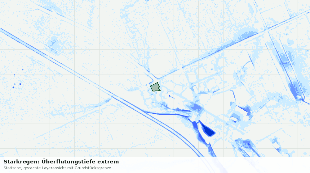 Statische Kartenansicht: Starkregen: Überflutungstiefe extrem