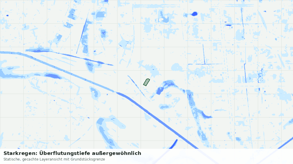 Statische Kartenansicht: Starkregen: Überflutungstiefe außergewöhnlich