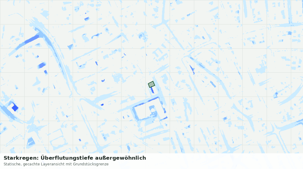 Statische Kartenansicht: Starkregen: Überflutungstiefe außergewöhnlich