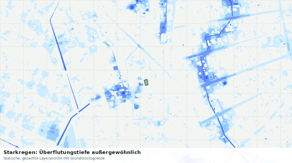 Statische Kartenansicht: Starkregen: Überflutungstiefe außergewöhnlich