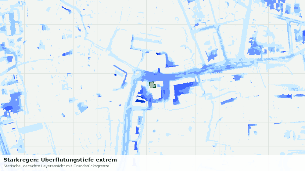 Statische Kartenansicht: Starkregen: Überflutungstiefe extrem