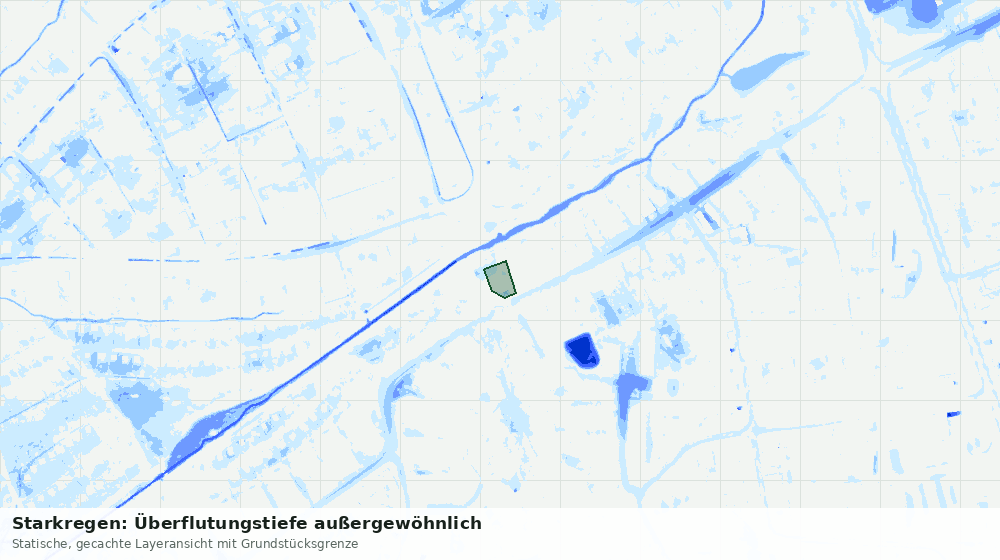 Statische Kartenansicht: Starkregen: Überflutungstiefe außergewöhnlich