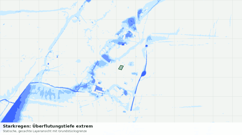 Statische Kartenansicht: Starkregen: Überflutungstiefe extrem