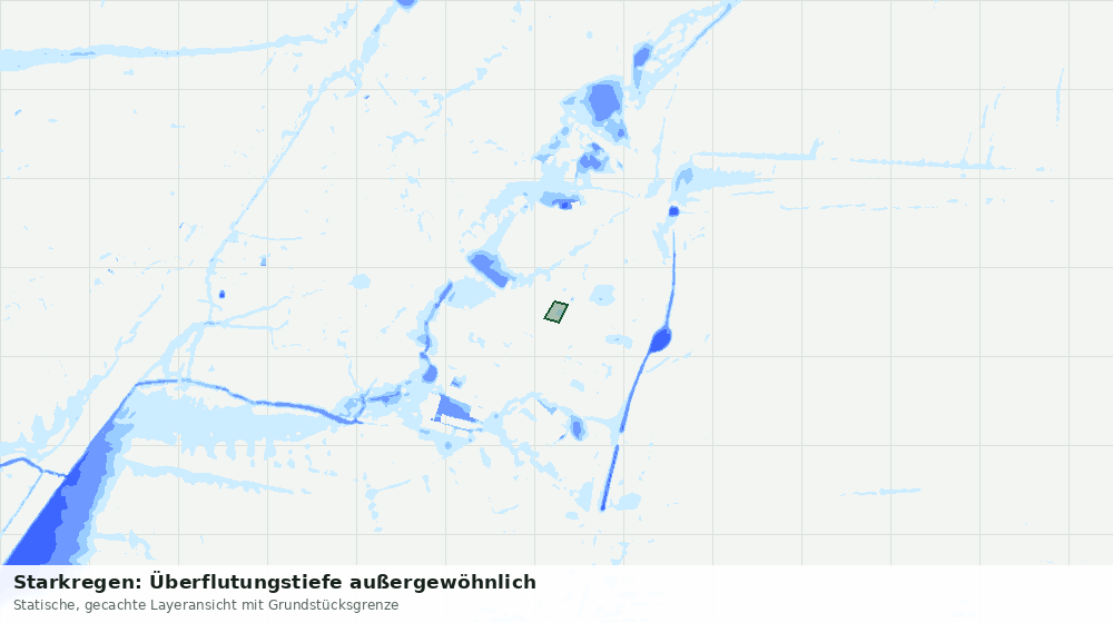 Statische Kartenansicht: Starkregen: Überflutungstiefe außergewöhnlich