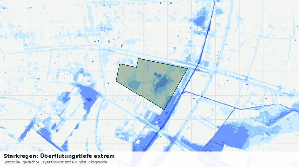 Statische Kartenansicht: Starkregen: Überflutungstiefe extrem