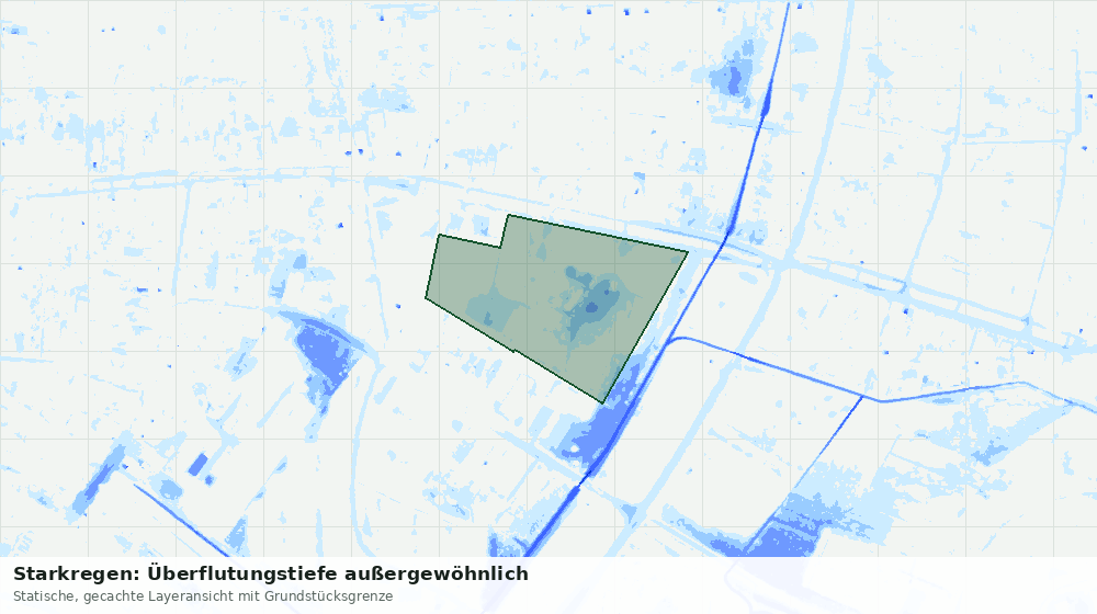 Statische Kartenansicht: Starkregen: Überflutungstiefe außergewöhnlich