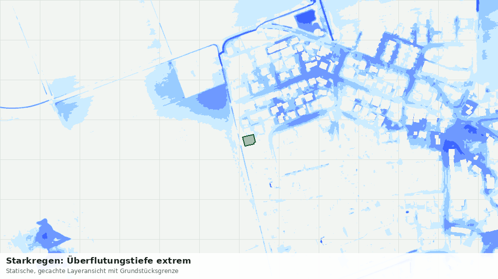 Statische Kartenansicht: Starkregen: Überflutungstiefe extrem