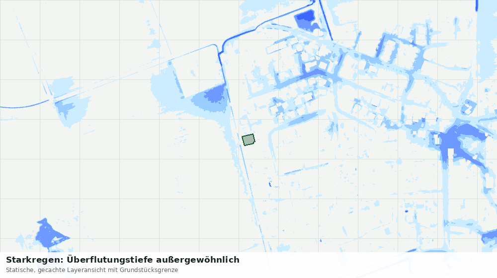 Statische Kartenansicht: Starkregen: Überflutungstiefe außergewöhnlich