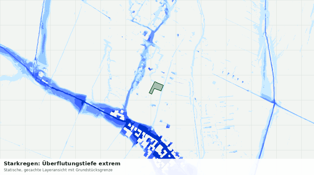 Statische Kartenansicht: Starkregen: Überflutungstiefe extrem