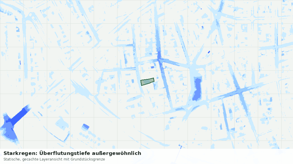 Statische Kartenansicht: Starkregen: Überflutungstiefe außergewöhnlich