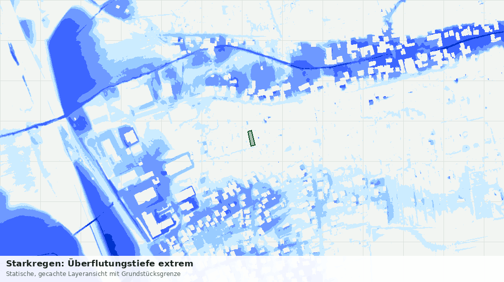 Statische Kartenansicht: Starkregen: Überflutungstiefe extrem