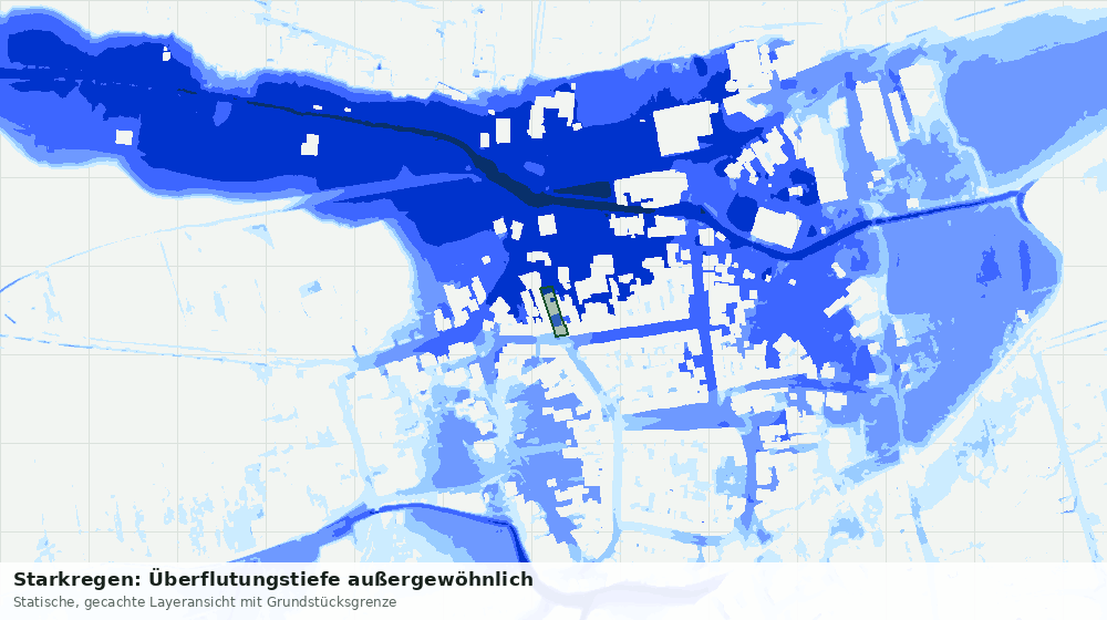 Statische Kartenansicht: Starkregen: Überflutungstiefe außergewöhnlich