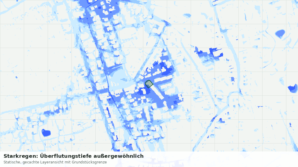 Statische Kartenansicht: Starkregen: Überflutungstiefe außergewöhnlich