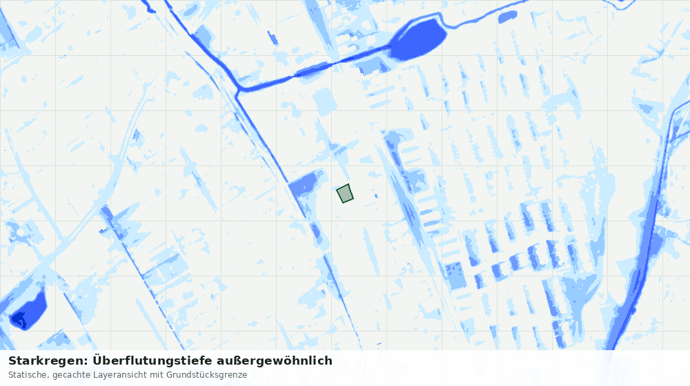 Statische Kartenansicht: Starkregen: Überflutungstiefe außergewöhnlich
