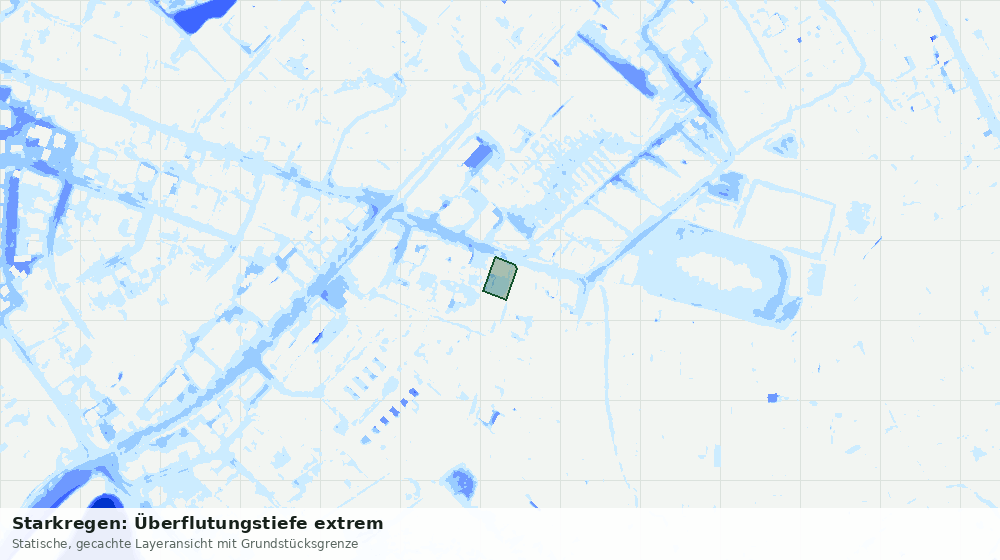 Statische Kartenansicht: Starkregen: Überflutungstiefe extrem