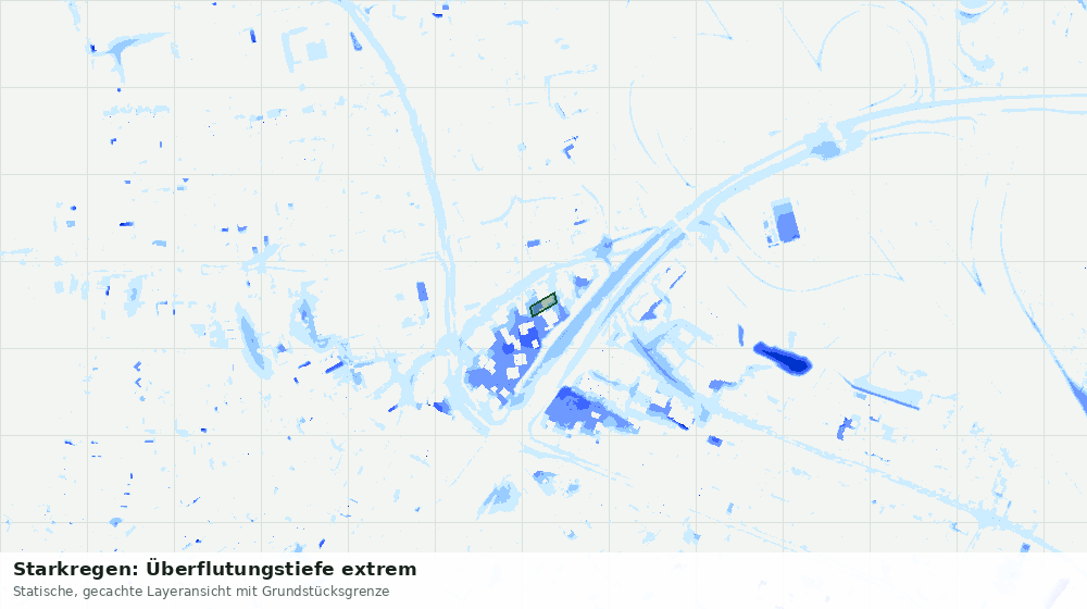 Statische Kartenansicht: Starkregen: Überflutungstiefe extrem