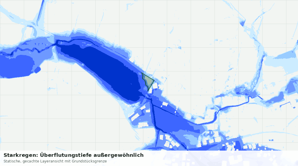 Statische Kartenansicht: Starkregen: Überflutungstiefe außergewöhnlich