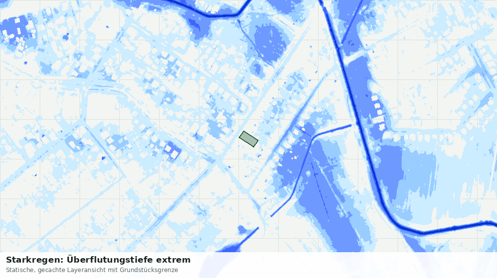 Statische Kartenansicht: Starkregen: Überflutungstiefe extrem