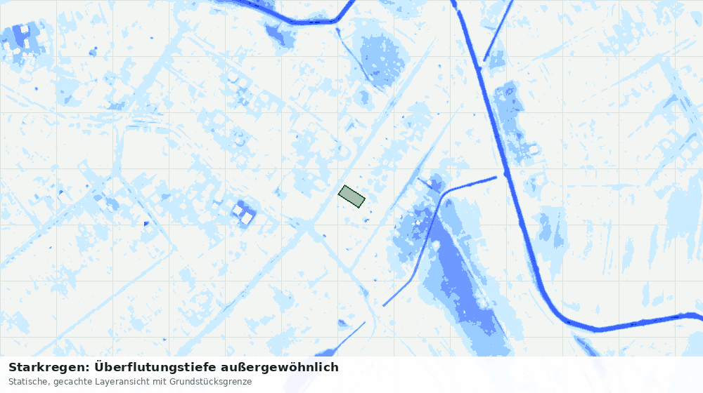 Statische Kartenansicht: Starkregen: Überflutungstiefe außergewöhnlich
