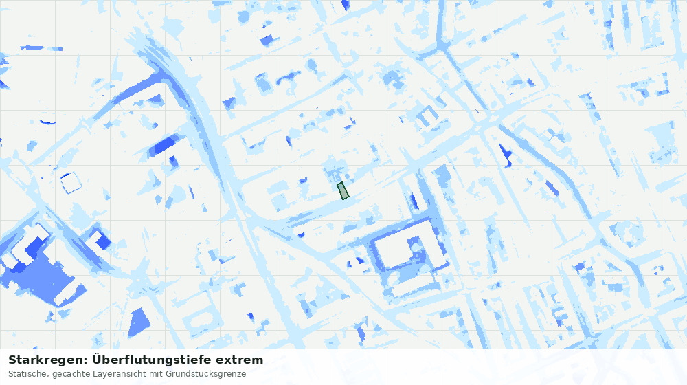 Statische Kartenansicht: Starkregen: Überflutungstiefe extrem