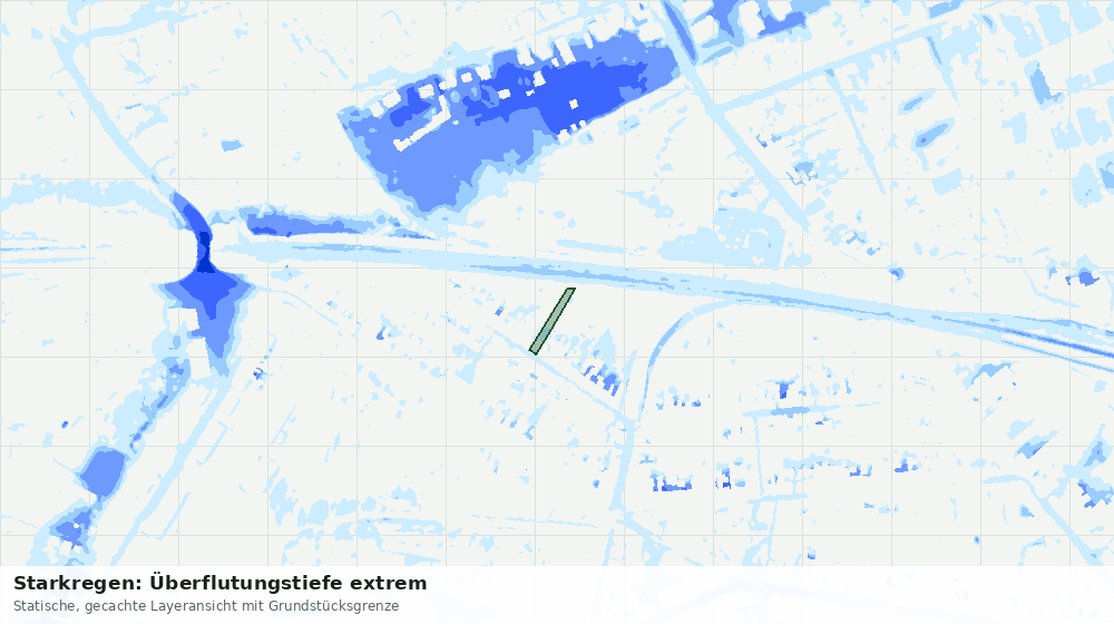 Statische Kartenansicht: Starkregen: Überflutungstiefe extrem