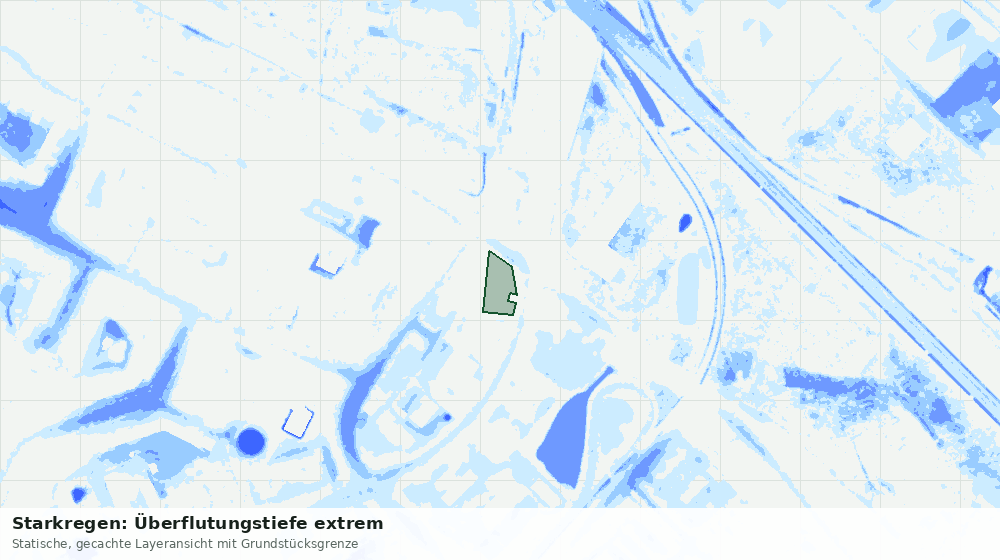 Statische Kartenansicht: Starkregen: Überflutungstiefe extrem