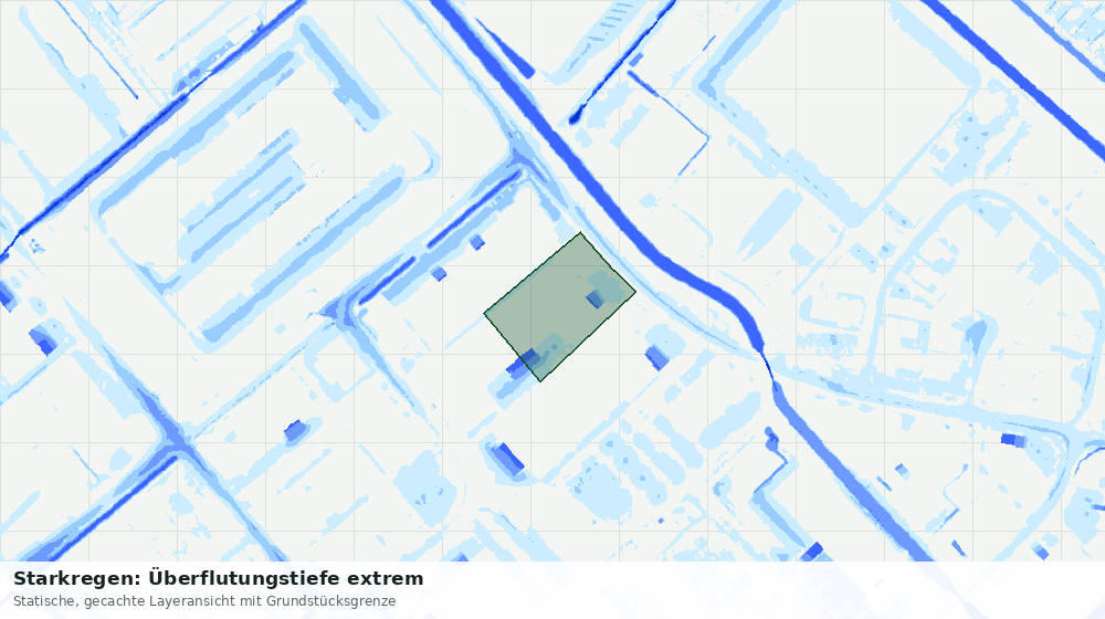 Statische Kartenansicht: Starkregen: Überflutungstiefe extrem