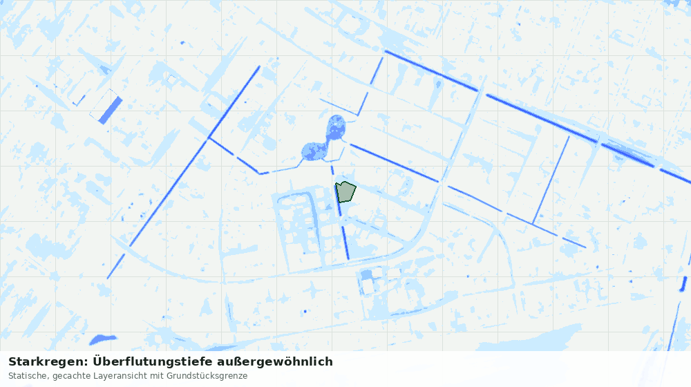 Statische Kartenansicht: Starkregen: Überflutungstiefe außergewöhnlich